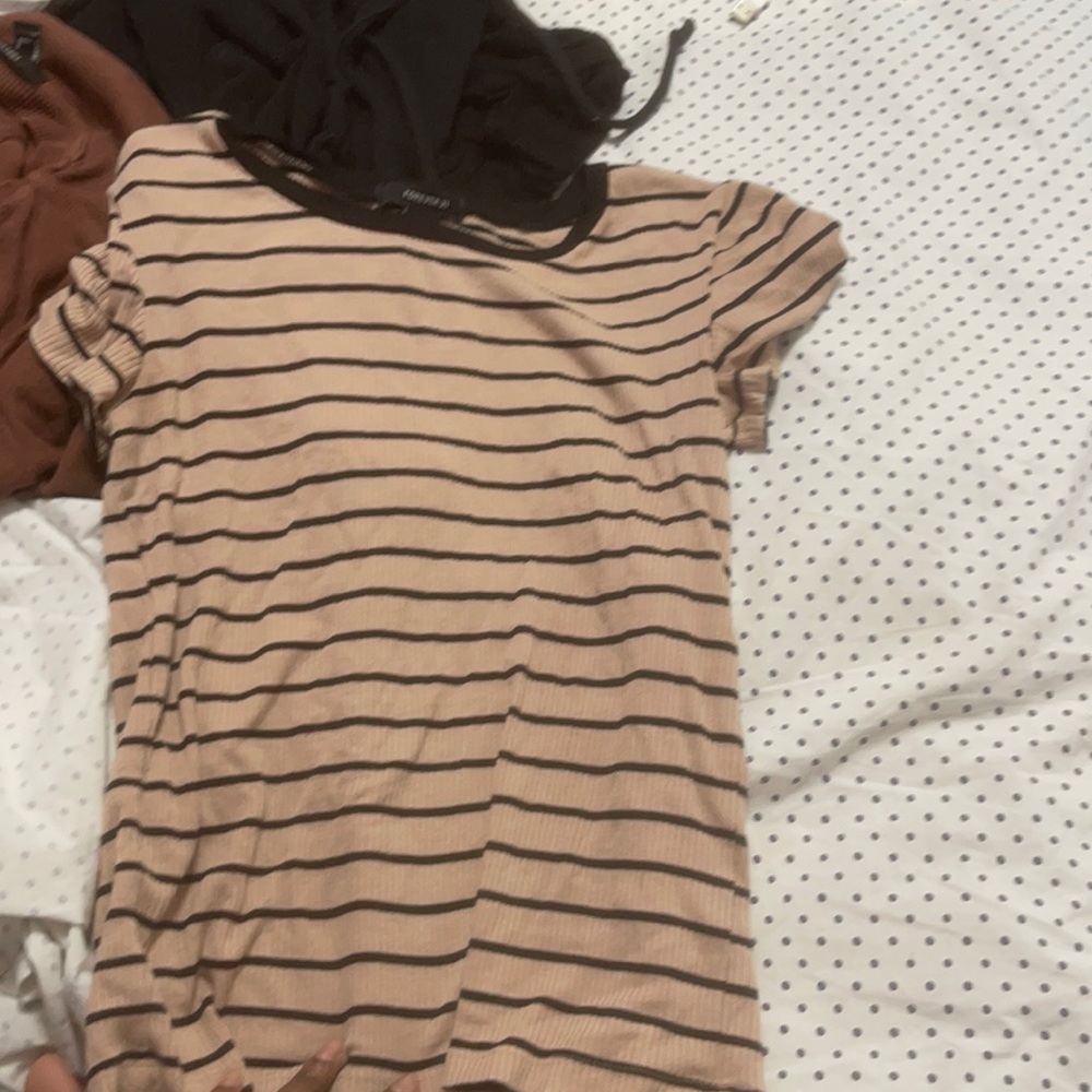 Black and nude pink striped shirt
